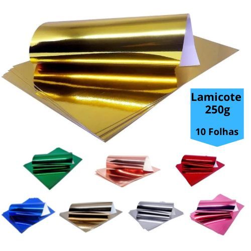 Papel Laminado 250g Lamicote A4 10 Folhas Artesanato Escolar Masterprint