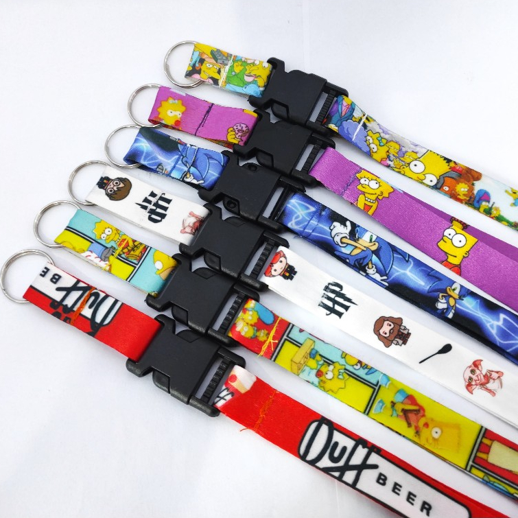 Cordão Tirante para Chave Crachá de Menino Simpson Garfield Sonic Lilo Stitch Umbrella Naruto