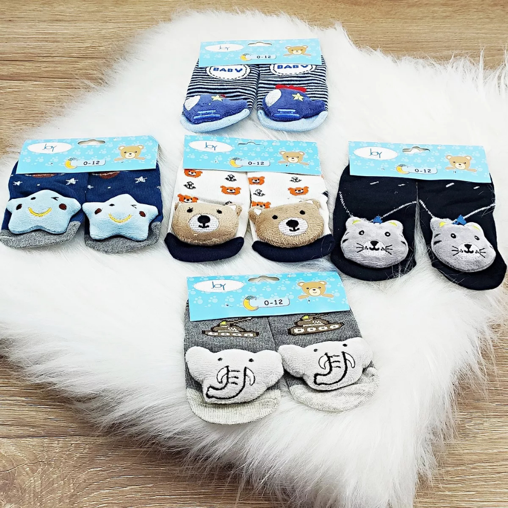 3 Pares de Meia Bebê Com sino Bichinho Infantil Inverno Pelúcia