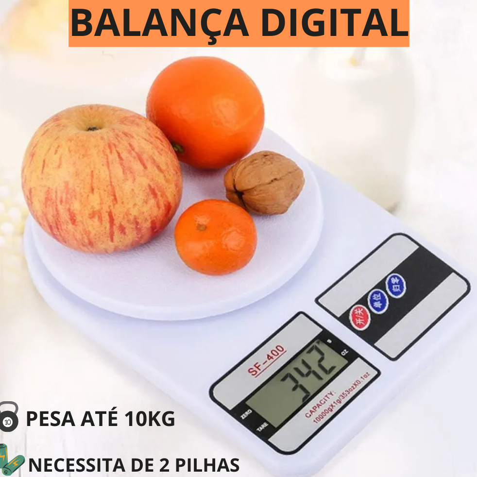 Balança de Alimentos Digital de Cozinha Confeitaria Fitness Academia Pesar Comida Até 10 kg Dieta