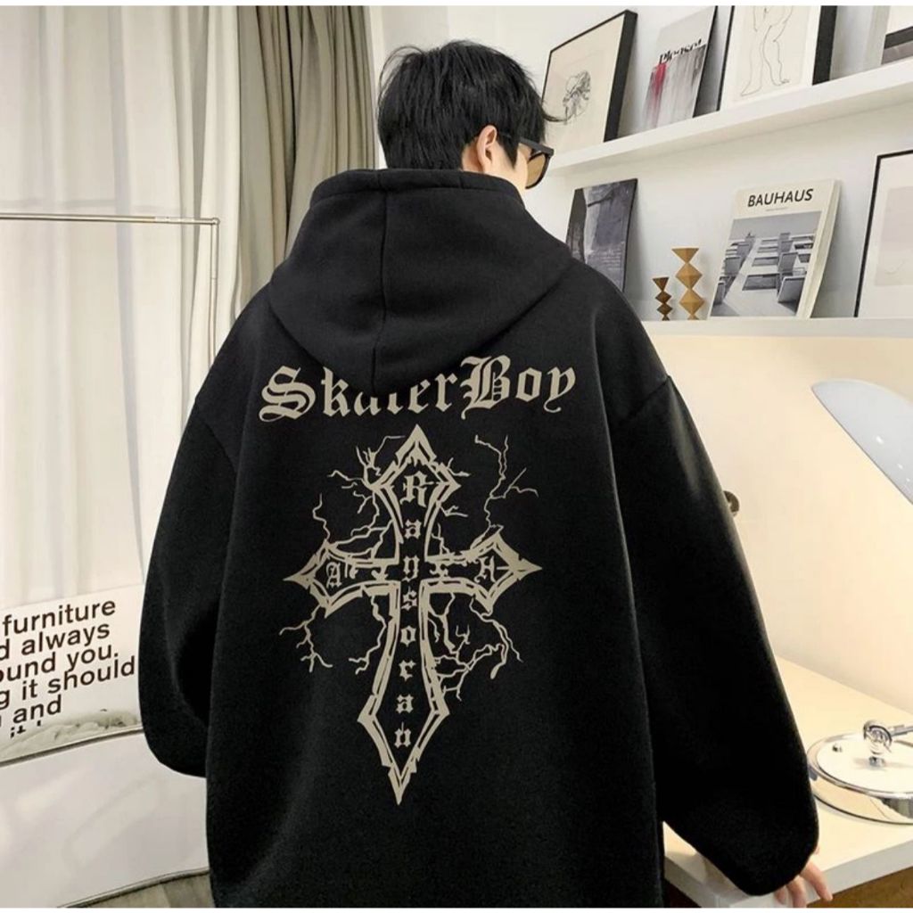 Moletom Canguru Cruz Gótica Unissex Masculino e Feminino Streetwear Flanelado Blusa de Frio Promoção