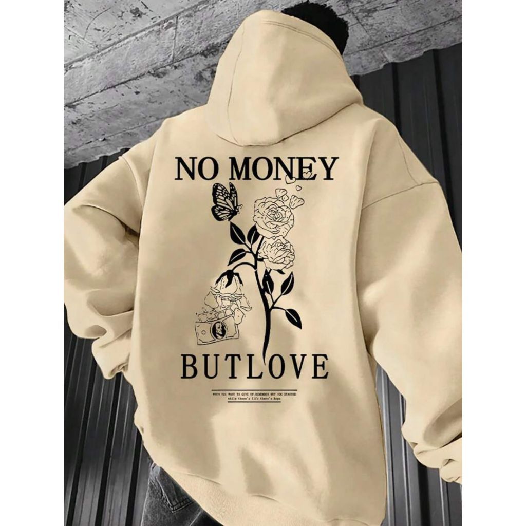 Moletom Canguru No Money But Love Capuz e Bolso Flanelado Unissex Masculino Feminino Blusa De Frio