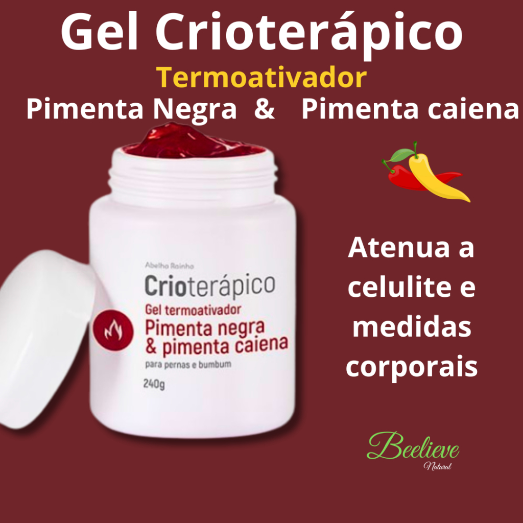 Gel Crioterápico Termo Ativador Pimenta Negra E Pimenta Caiena 240g Abelha Rainha