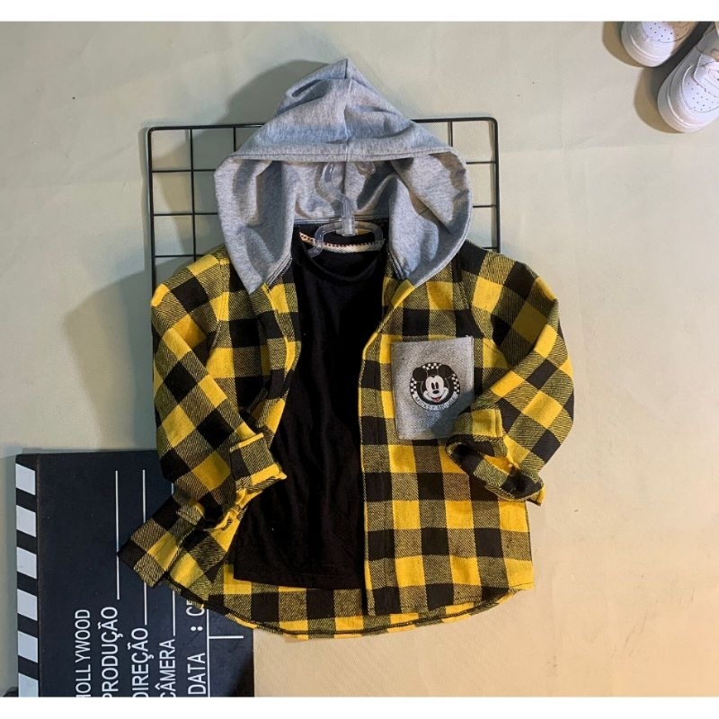 blusa flanela com capuz Mickey infantil unissex inverno barata promoção top