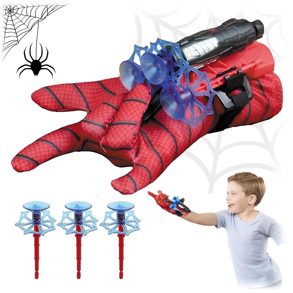 Luva Lança Teia Original com Cordinha Lançador Dardos Brinquedo Infantil Menino Super Heróis Aranha