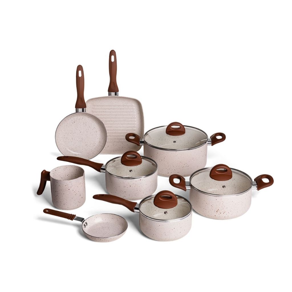 Jogo de Panelas Vanilla Ceramic Life Brinox Smart Plus 8 Peças - Antiaderente