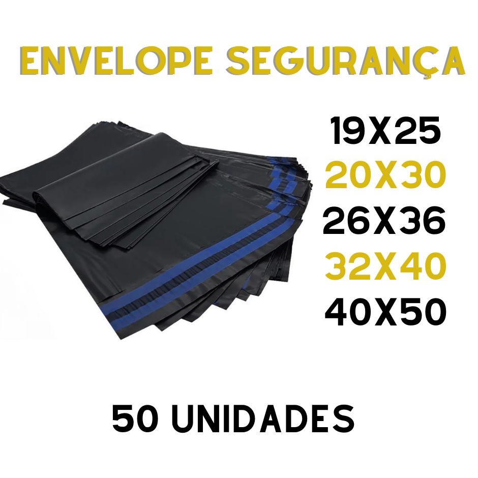 Kit Envelope de Segurança Inviolável com 50 unidades embalagem cinza auto colante - Varias medidas ---AFF
