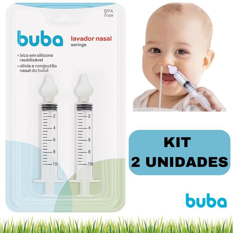 Lavador Nasal Seringa Com Ponta Em Silicone Kit Com 2 Unidades Buba