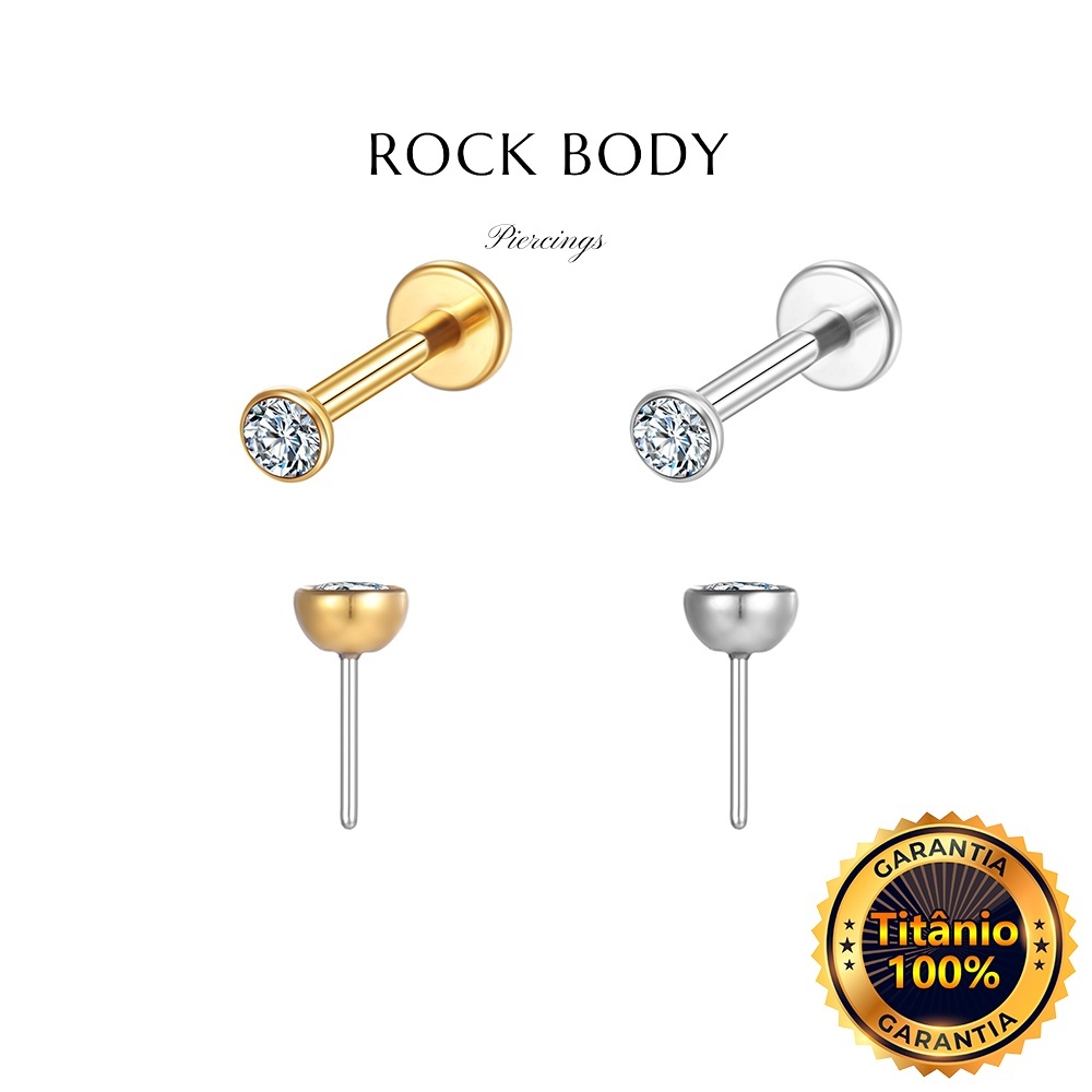 Piercing Labret Push Pin Titânio | Helix, Tragus, Conch, Nariz, Corrente Nariz Australiano Titanio Tragus