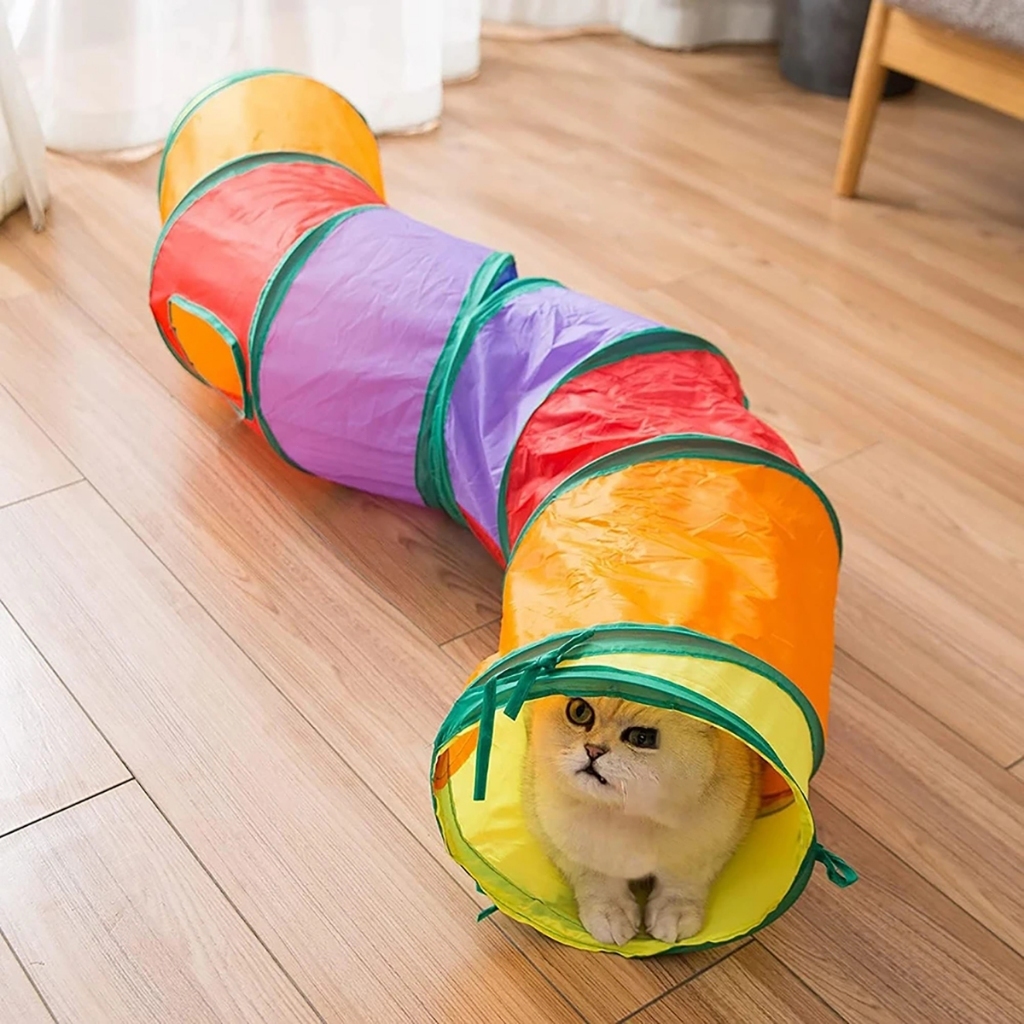 Brinquedo Para Pets Túnel Labirinto Para Gatos Colorido Longo/Curto