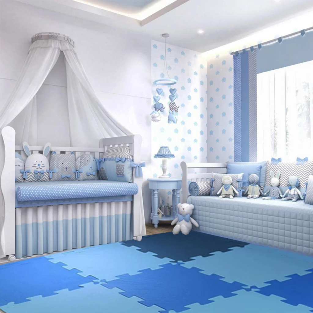 Kit 20 Tatames Tapete Eva Infantil Tons De Azul 50x50 10mm Envio Imediato