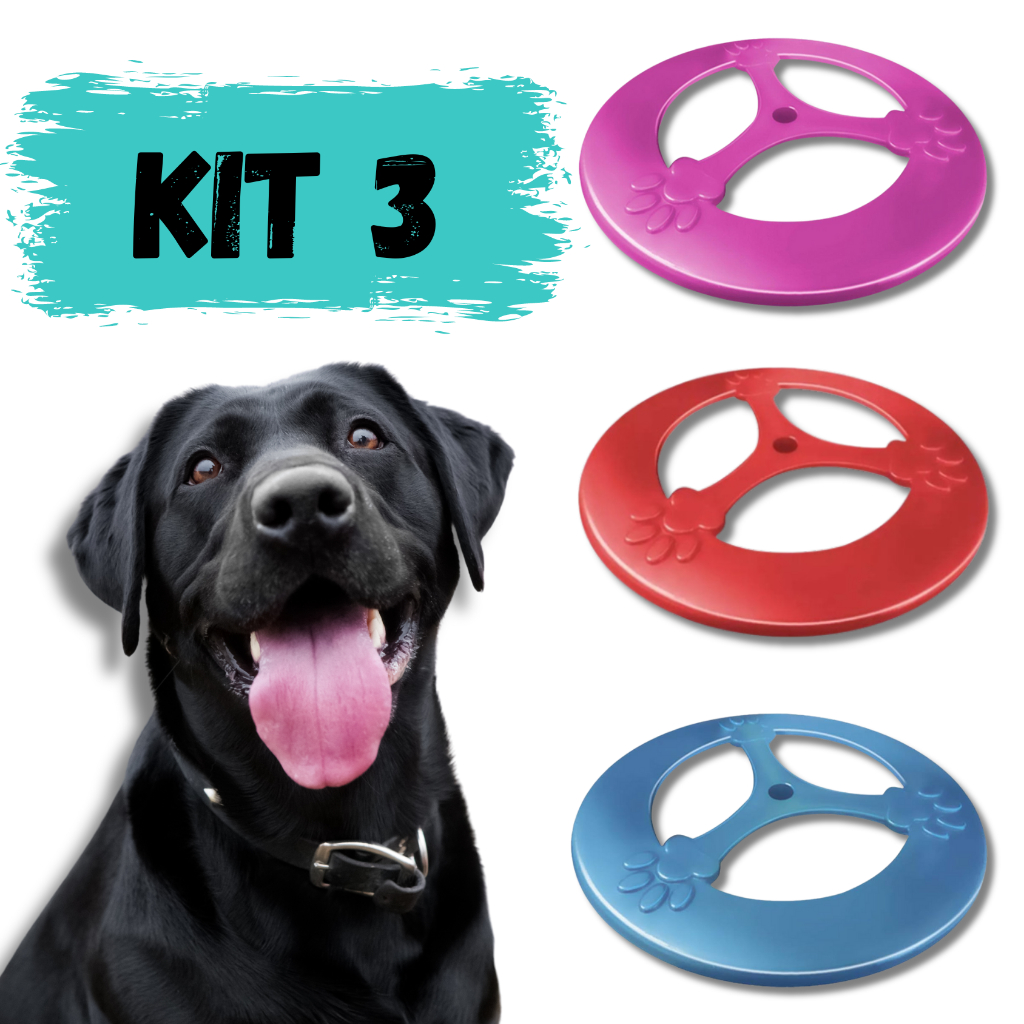 Kit 3 Frisbee Pet Disco Cachorro Brinquedo para Cães