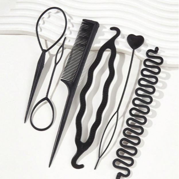 Conjunto de ferramentas de cabelo/trança de cabelo, cabeça esférica, botões de flores, pente de cabelo, trança de cabelo