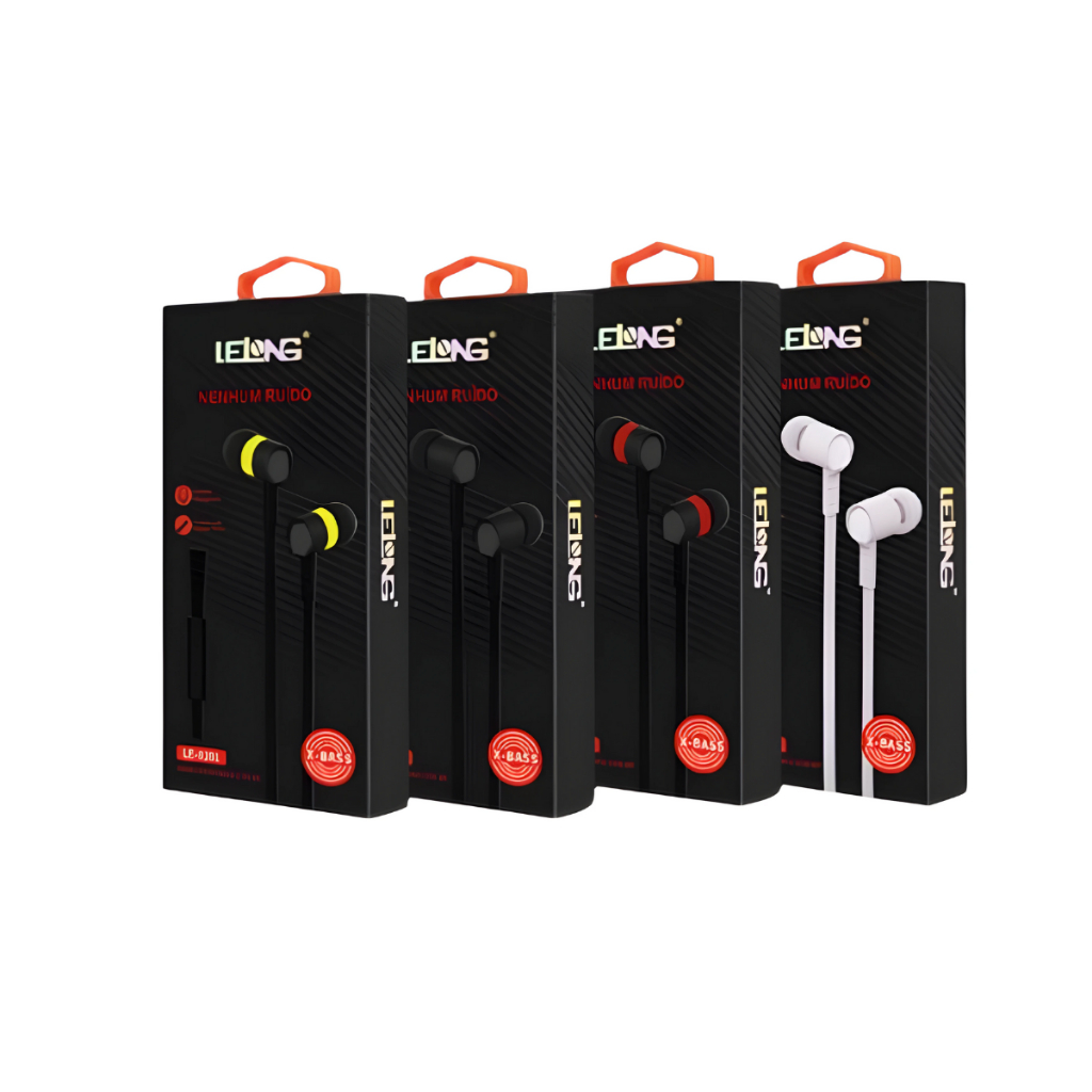 Kit 2 Fone De Ouvido Super Bass Com Fio 1.2M E Microfone LELONG