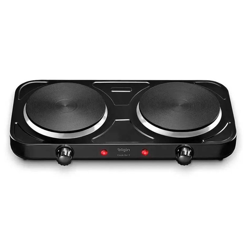 Fogão Elétrico Portátil FOG10 Cooktop 2 Bocas Cook For 2 Preto 220v Elgin