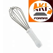 BATEDOR TIPO PERA 25 CM DE INOX 304 INOXIDAVEL COM CABO BRANCO DE POLIETILENO