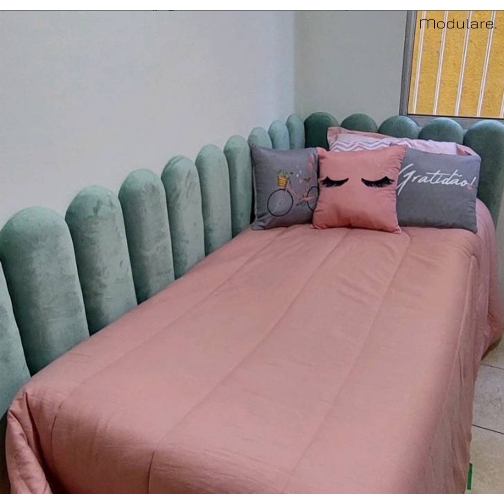 KIT COM PEÇAS CABECEIRA PARA CAMA DE SOLTEIRO EM L ESTOFADA MODULAR PREMIUM