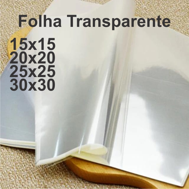 Folha celofane Folha Transparente Polipropileno 15x15 20x20 25x25 30x30 1 kg Doces Velas Sabonete