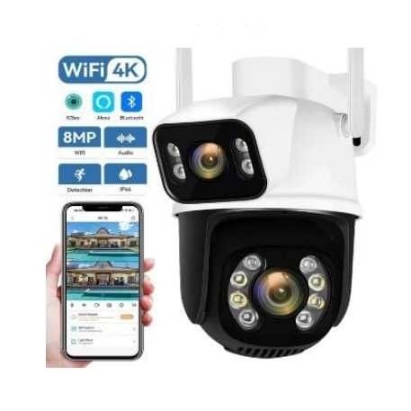 Câmera de segurança lente dupla Icsee aprova d´agua externa de vigilância HD Noturna