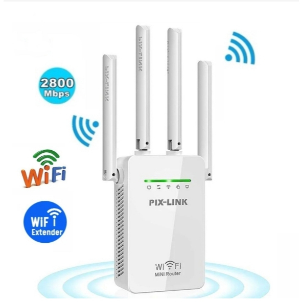 Repetidor e Roteador Wifi 4 Antenas Amplificador De Sinal 2800M Pix-link