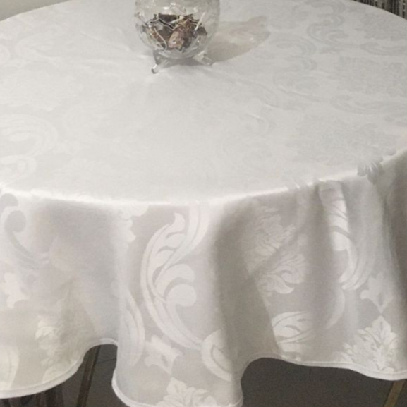 Toalha de Mesa Redonda 1,40m diâmetro 4 lugares Tecido Jacquard Grosso Luxo