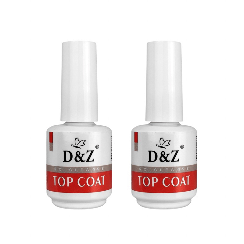 Kit 2 Top Coat Selante D&Z Extra Brilho 15ml Unha Gel Acrigel Fibra Porcelana DZ Manicure