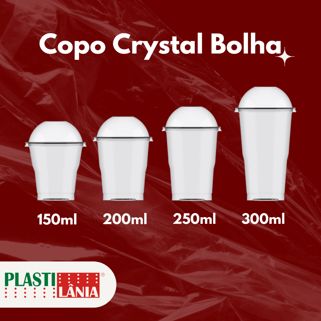 Copos Crystal Bello Com Tampa Bolha Sem Furo Sem Divisória150mL200mL250mL300mL440mL e 550mL Copo Felicidade para Doces