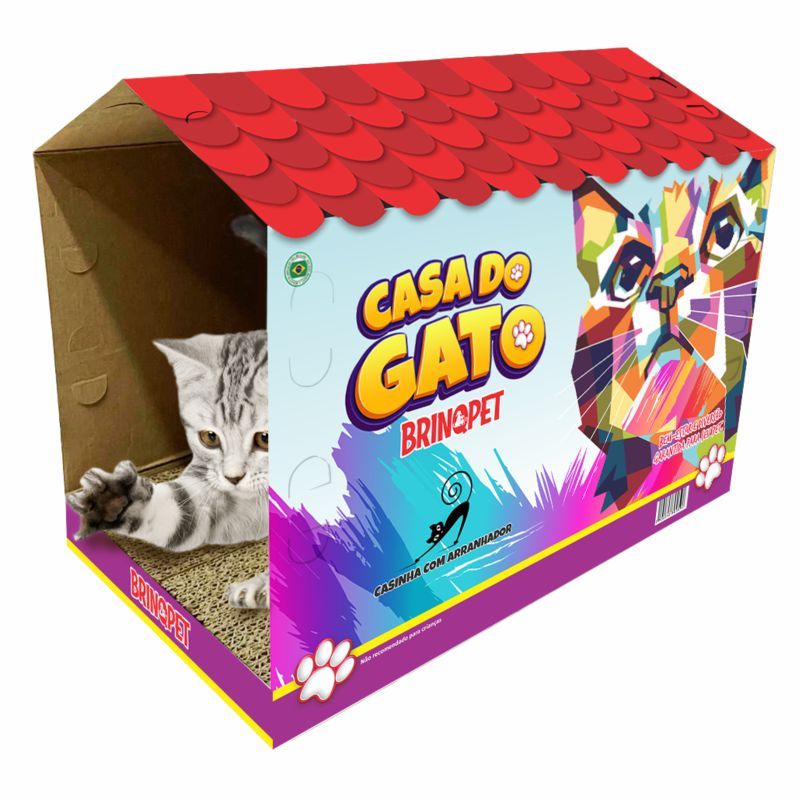 Toca Casa De Papelão Casinha De Descanso Para Gatos-AntiEstresse-com Arranhador