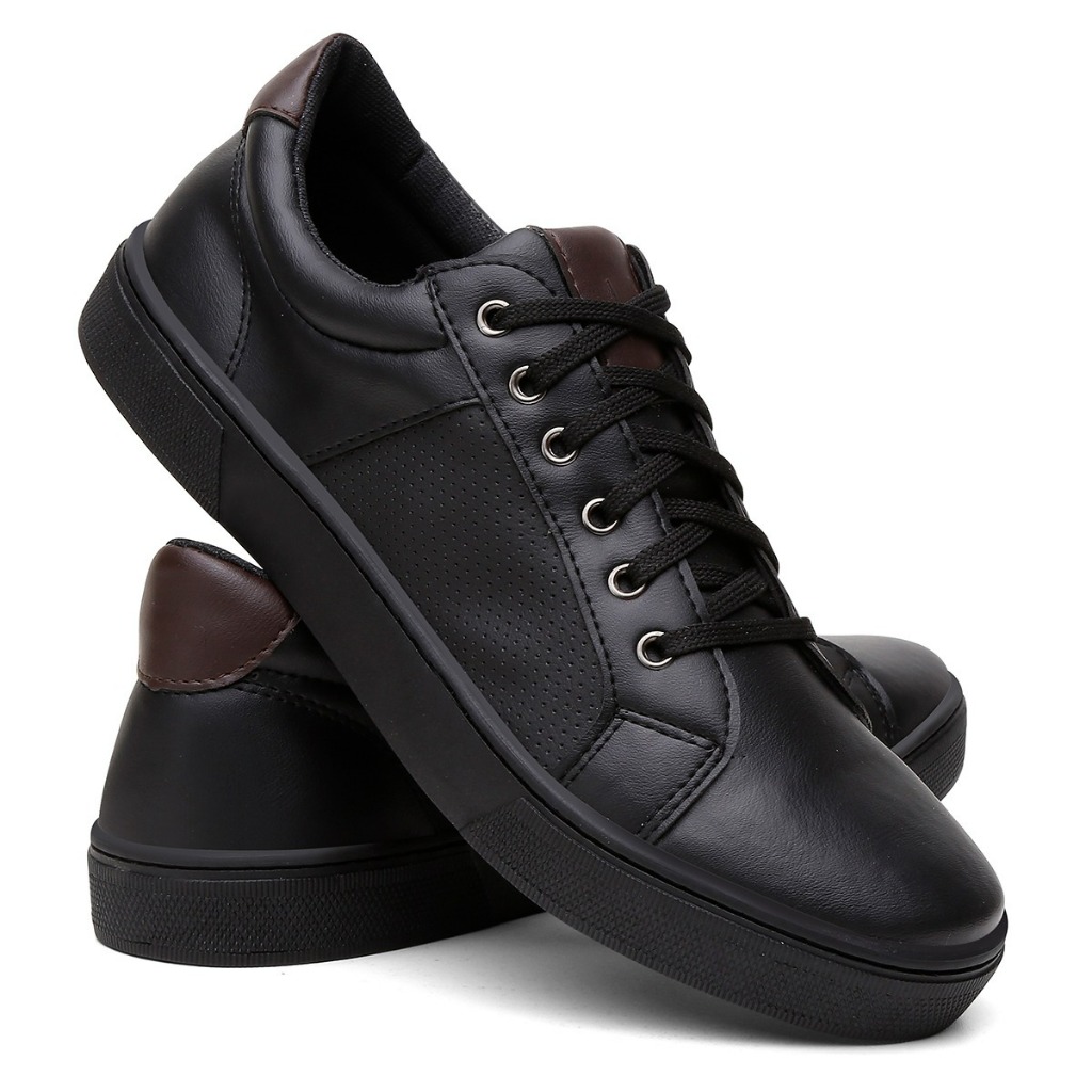 Sapatenis Masculino Tênis Casual Preto Marrom Solado Extremamente Confortável