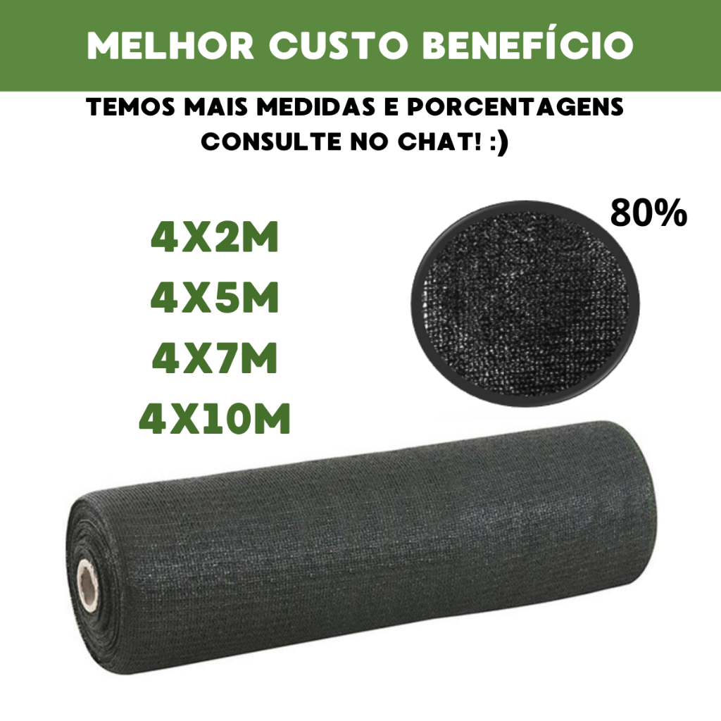 Tela Sombrite Sombreamento 80% Para Horta Jardim Viveiro Estufa Orquidário Pergolado Piscina Decoração
