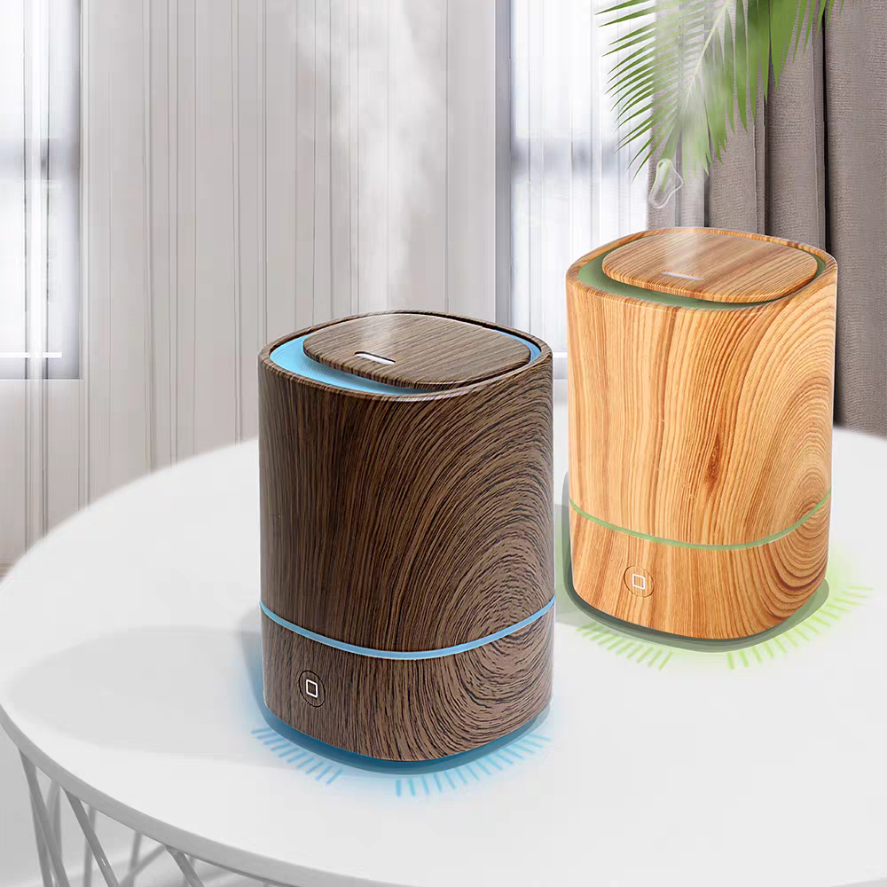 Umidificador Vaso Aromatizador Ultrassônico Tipo Madeira Usb Com Led Colorido