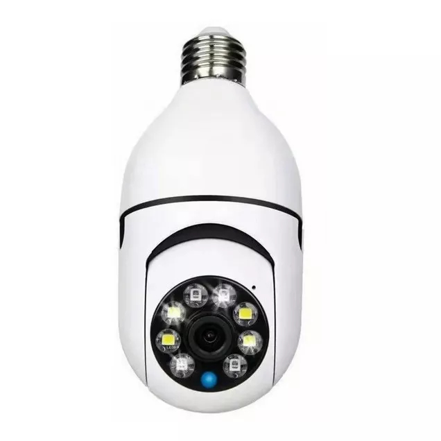 Câmera wifi ip sem fio giratória 360 com encaixe lampada bocal roscavisão noturna segurança - bivolt