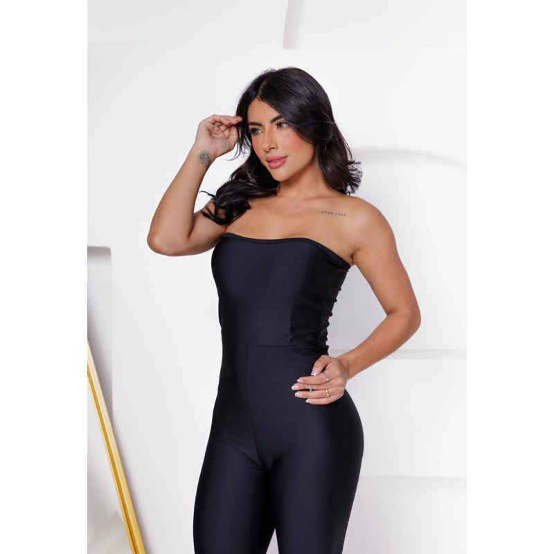 Macacão Tomara Que Caia Longo Moda Gringa Suplex com Bojo