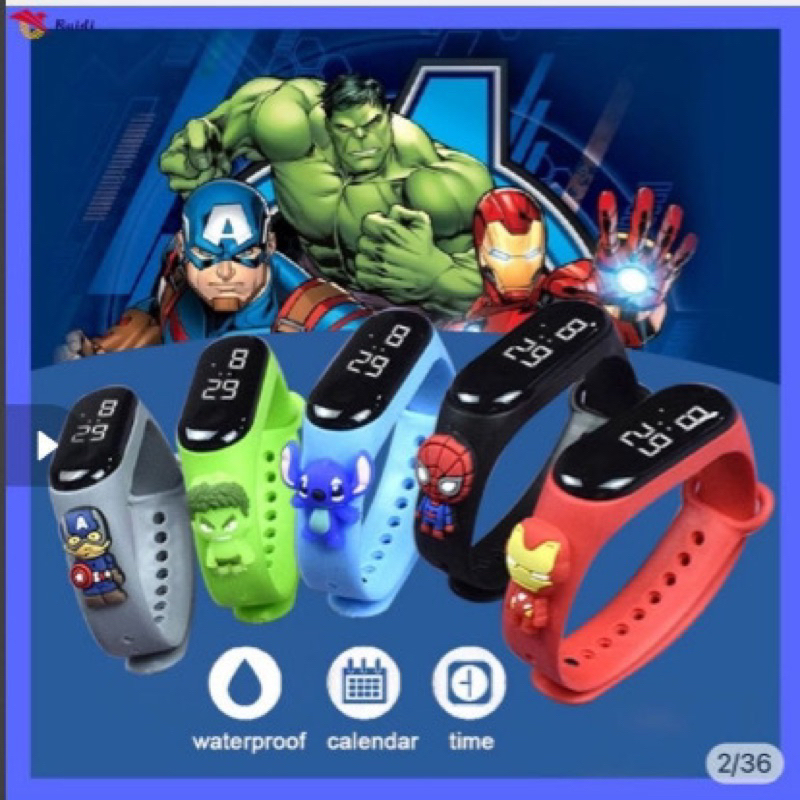 [PROMOÇÃO] Relógio Digital LED Infantil À Prova D 'Água com personagens para meninos