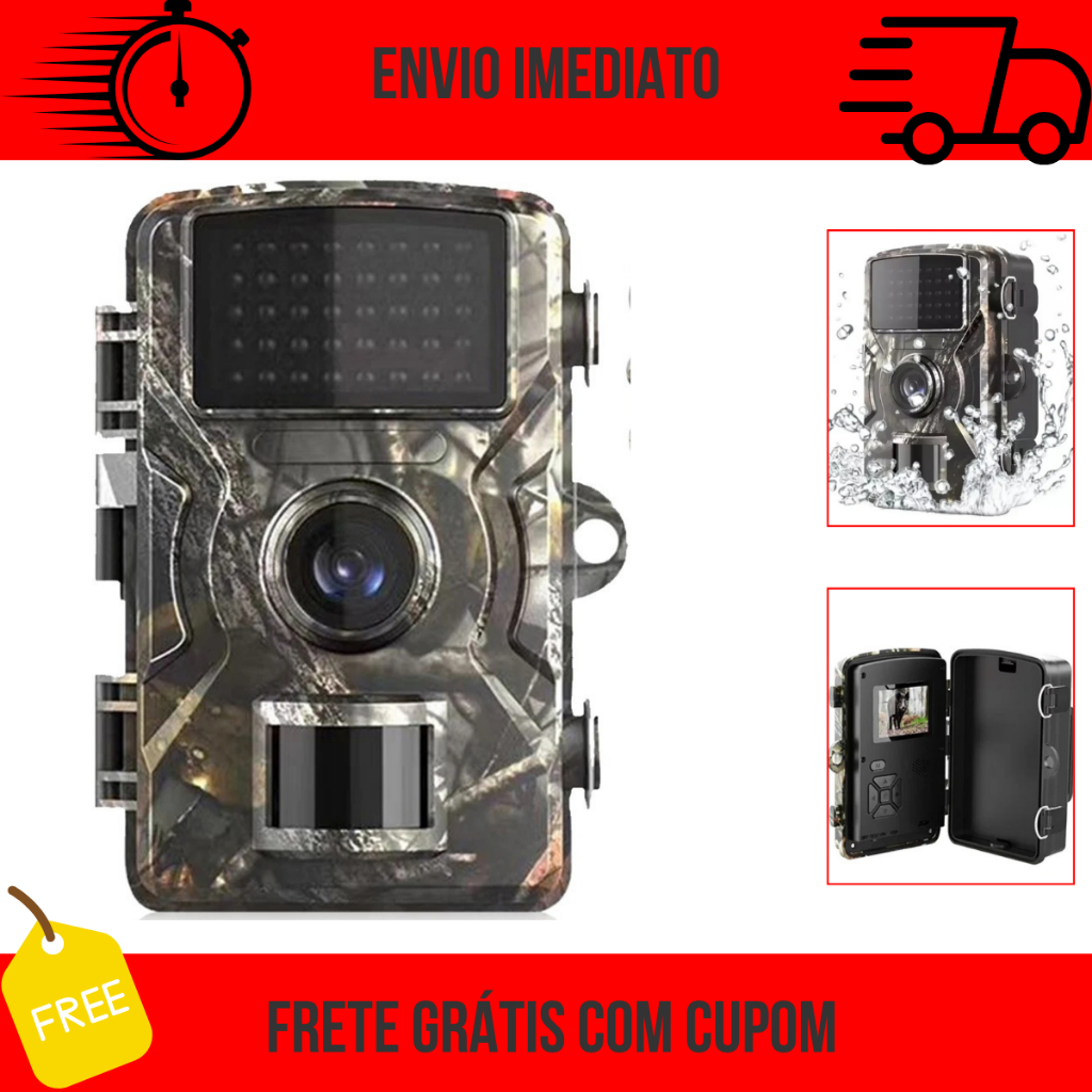 Câmera Camuflada de Trilha Sensor Caça Visão Noturna Pronta Entrega