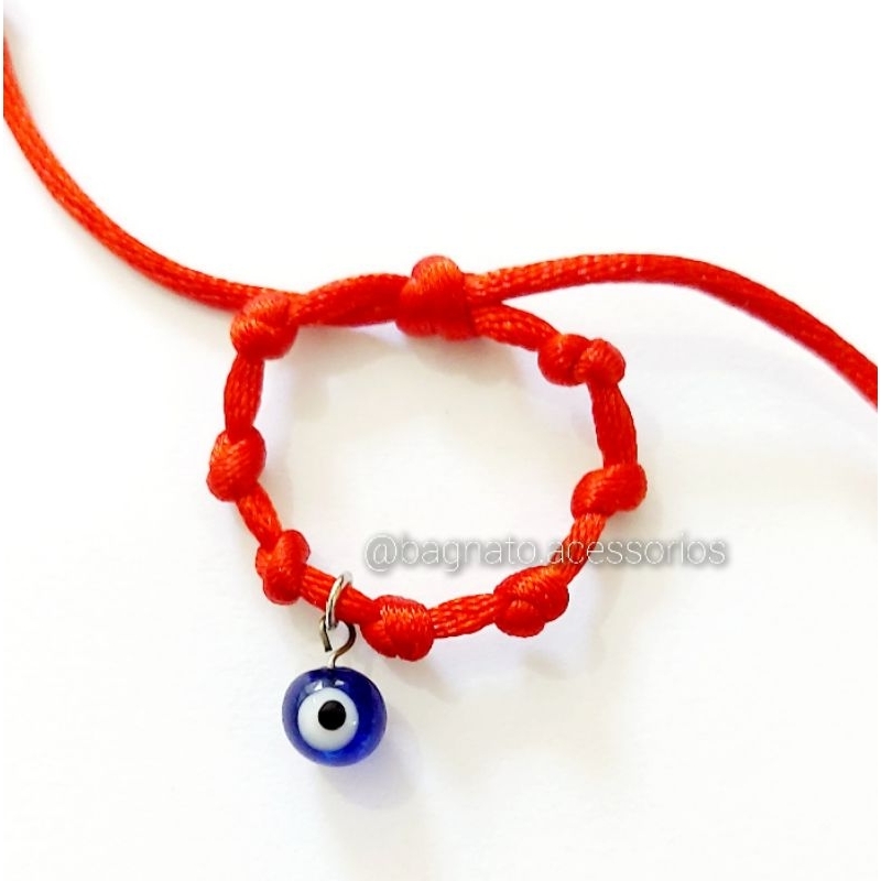 Pulseira de proteção 7 nós Bebê (0 a 2 Anos) com Olho Grego