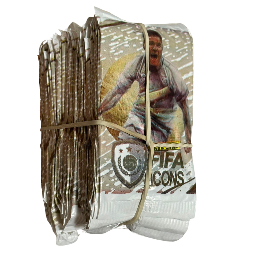 Kit 200 Cards Figurinhas FIFA ICONS 50 Pacotinhos Jogadores Lendas Do Futebol Cartas de Bater Bafô