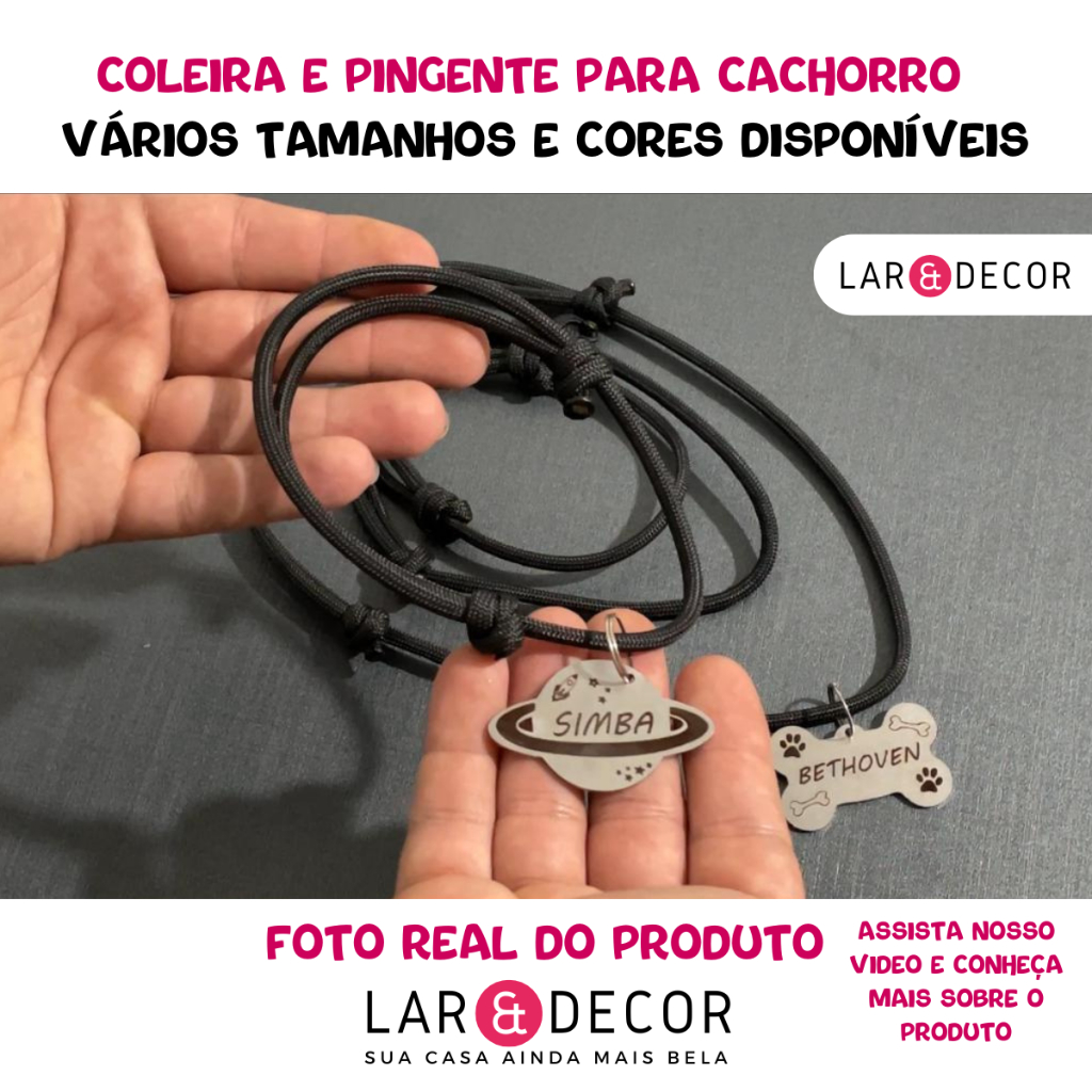 Coleira para Cachorro Pet Colar para Cachorro fêmea Macho Shitzu Pug