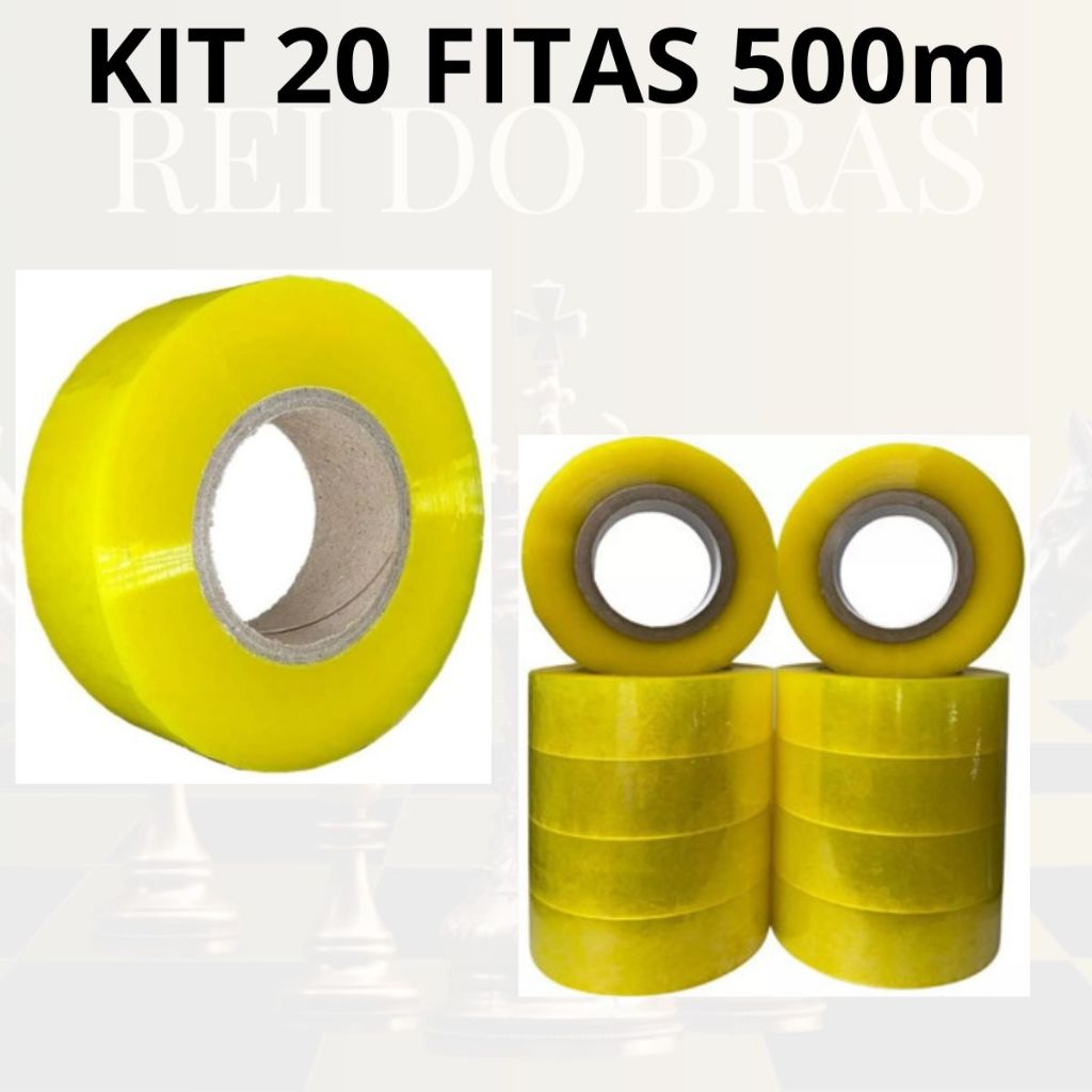 Fita Adesiva Kit Com 20 Rolos com 500m cada Transparente Durex Importado
