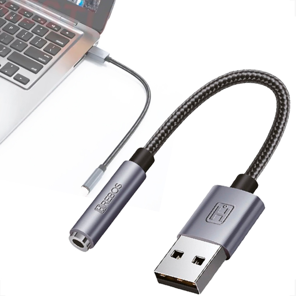 Placa de Som Usb P3 Fone Microfone 3.5mm Pc Notebook adaptador placa de som