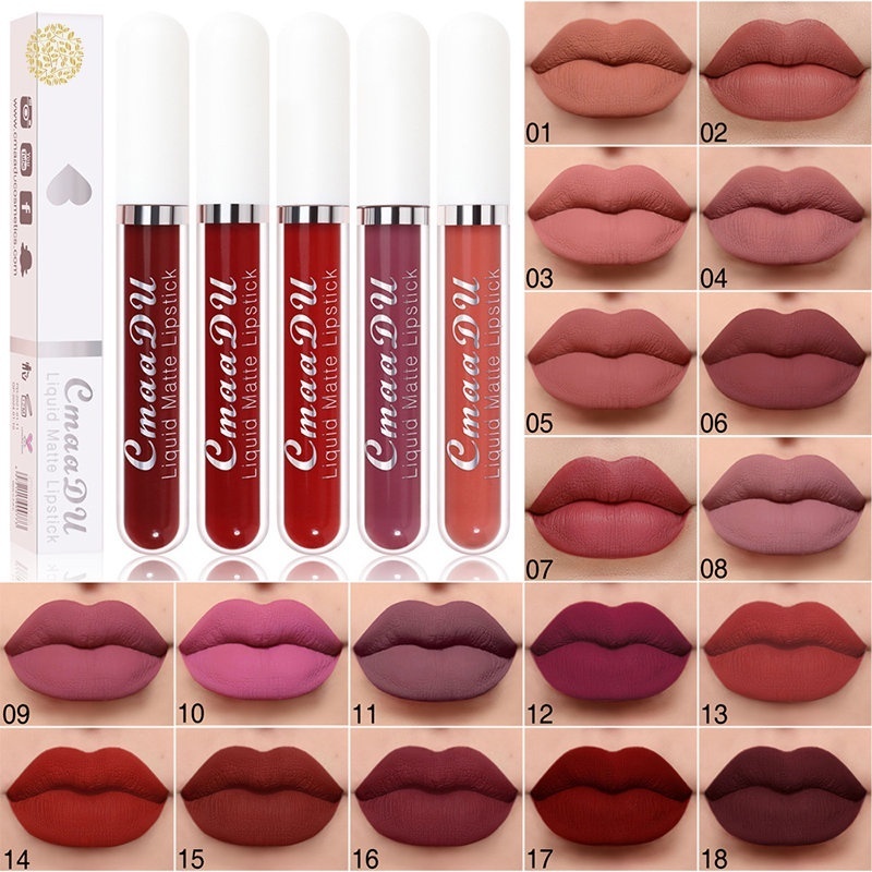 Baton Matte Batom Brilho Labial Líquido prova De agua Longa Duração Hidrata Lábios Vermelhos Sexy