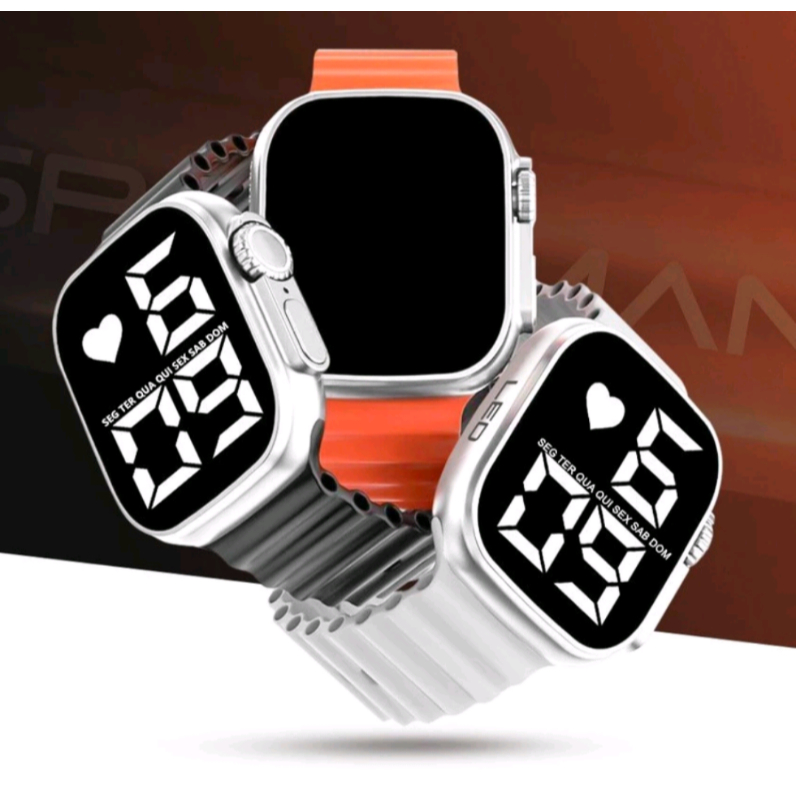 Relógio Prova D'água LED Digital d Pulso Esportivo feminino Masculino Ultra9 Esport Pulseir Silicone