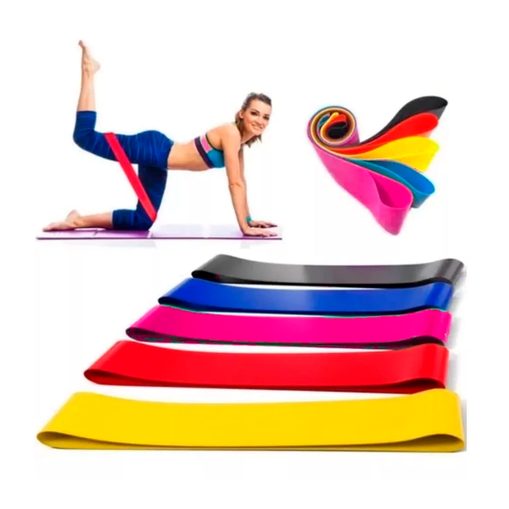KIT 5 FAIXA ELÁSTICA SUPER MINI BAND PARA TREINO EXERCÍCIOS FUNCIONAL AEROBICO