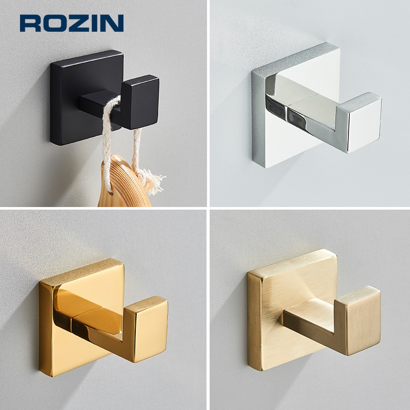 Ganchos De Parede Inox Banheiro Para Toalhas, Bolsas E Roupas, Preto Fosco/Cromada/Dourado