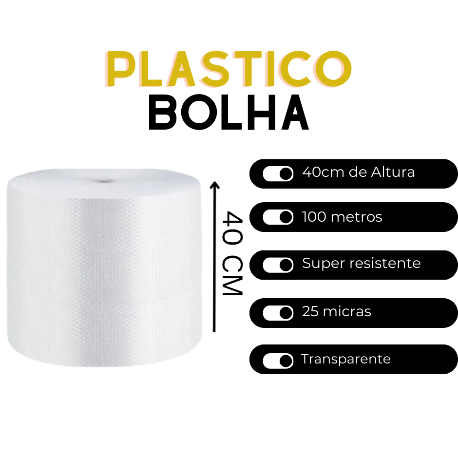 Plástico Bolha 43x100 1 Unidade Resistente Embalar -