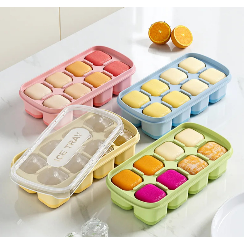 Forma De Gelo Silicone Com Tampa de 6 / 8 / 12 Divisorias DIY Cubo Molde Formato Quadrada