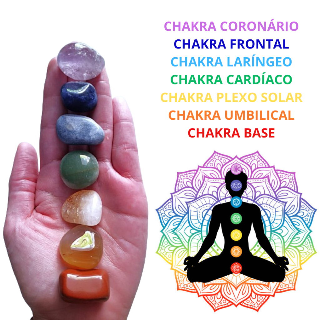7 Pedras Naturais dos Chakras - Cristais 100% Naturais