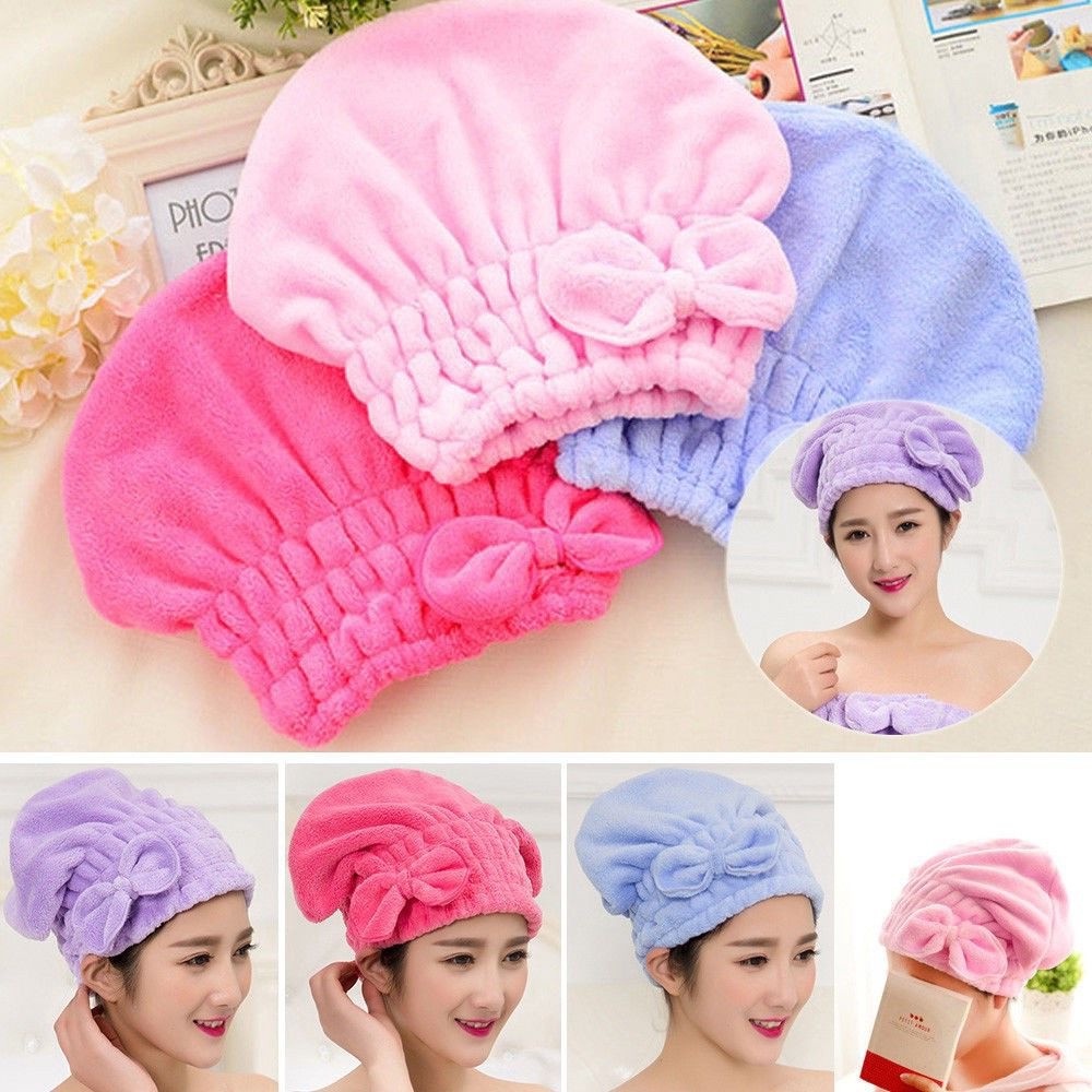 Touca para seca cabelo Mágica Touca de Banho Absorvente Toalha de Microfibra