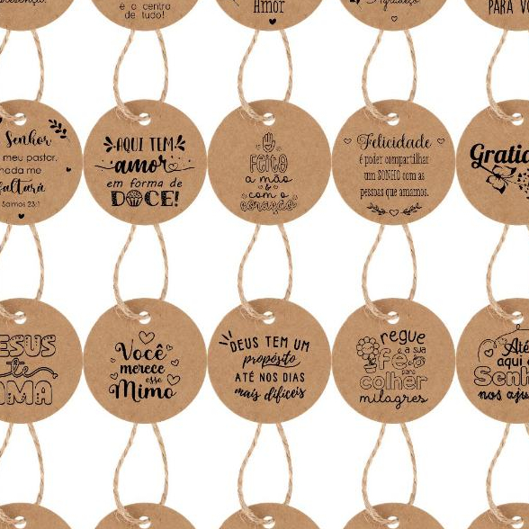 70 Tag Papel Kraft 4cm Com Fio Incluso Pronta Entrega