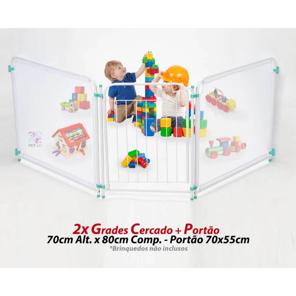Kit Cercado Grade Tela De Bebê/ Cachorro Segurança Infantil Portátil